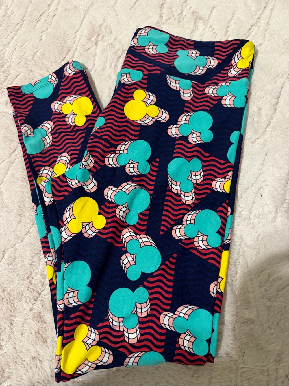 LuLaRoe Multicolor Geo Leggings - Navy, Teal, Yellow & Pink